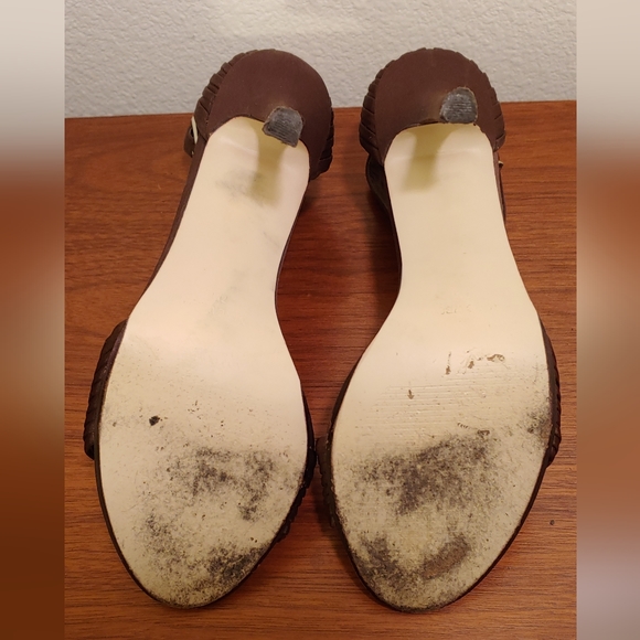 Nine West Ankle Strap Brown Heels W7 - Picture 4 of 5